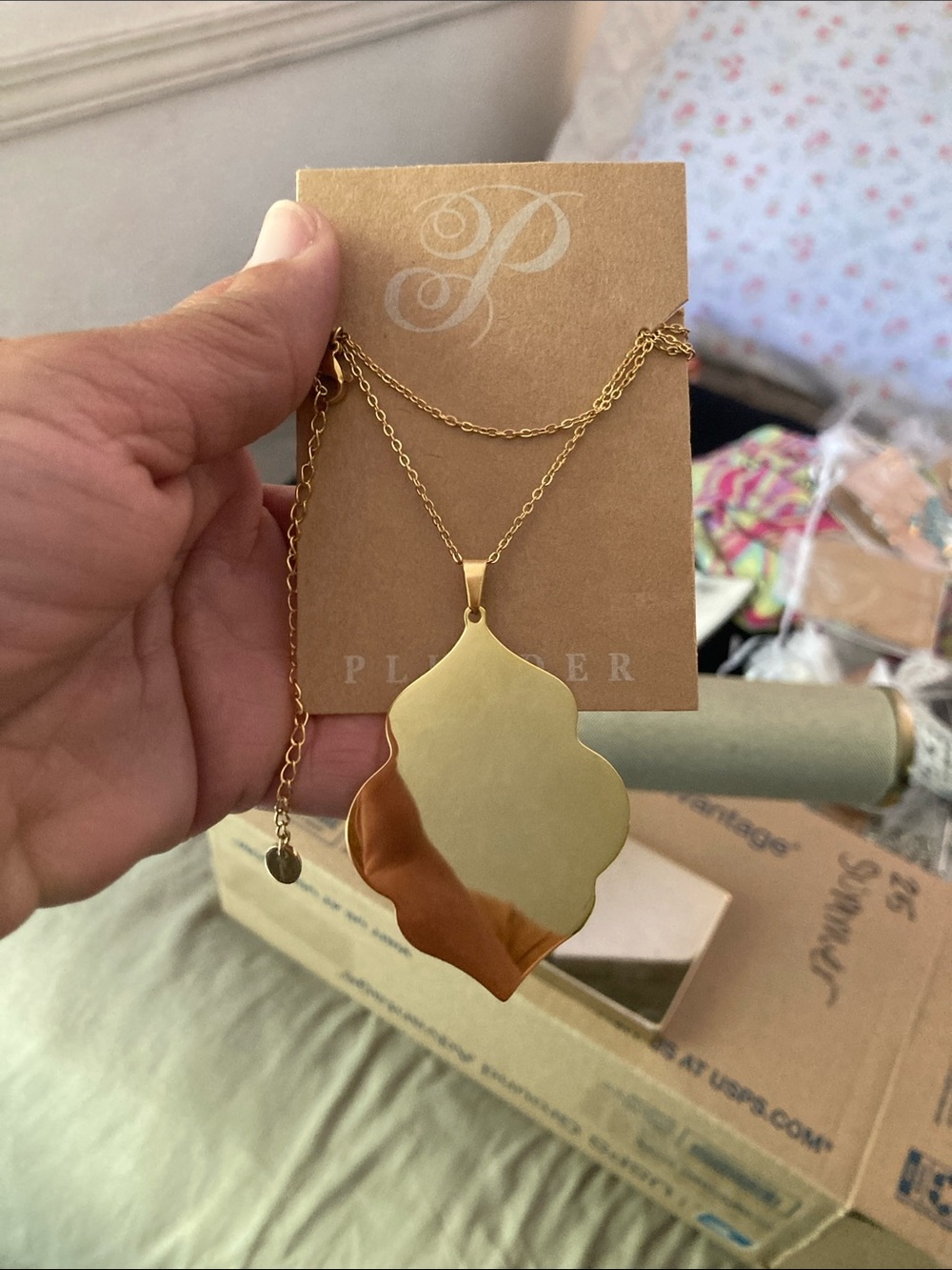 Plunder Shiny Gold Ornate Pendant Layered Necklace